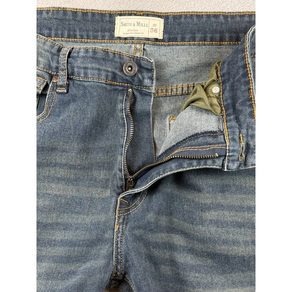 Smith And Mills Jeans Mens 36x32 Blue Stretch Denim‎ Western Cowboy Tapered